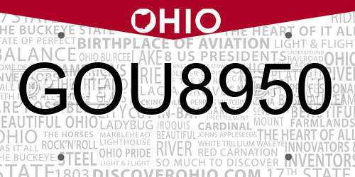 GOU8950 Ohio License Plate
