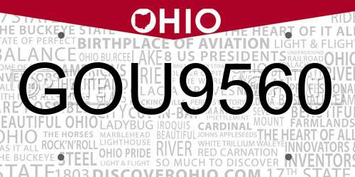 GOU9560 Ohio License Plate