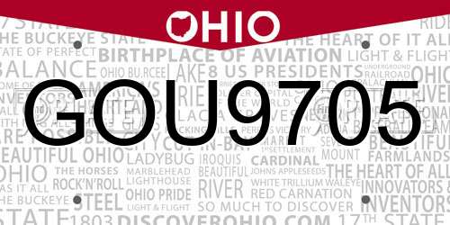 GOU9705 Ohio License Plate