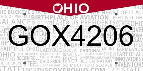 GOX4206 Ohio License Plate
