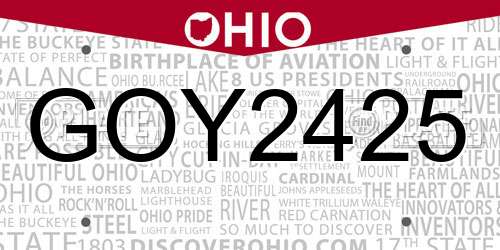 GOY2425 Ohio License Plate