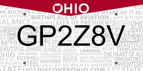 GP2Z8V Ohio License Plate