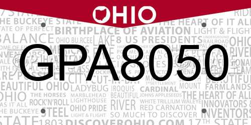 GPA8050 Ohio License Plate
