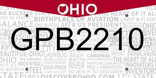 GPB2210 Ohio License Plate