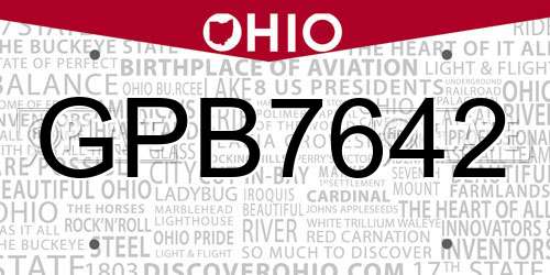 GPB7642 Ohio License Plate