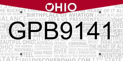 GPB9141 Ohio License Plate