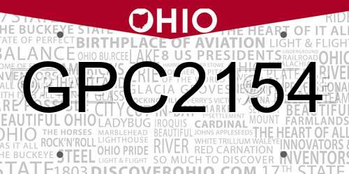 GPC2154 Ohio License Plate