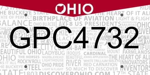 GPC4732 Ohio License Plate