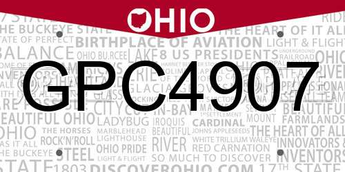 GPC4907 Ohio License Plate