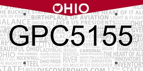 GPC5155 Ohio License Plate