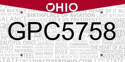 GPC5758 Ohio License Plate
