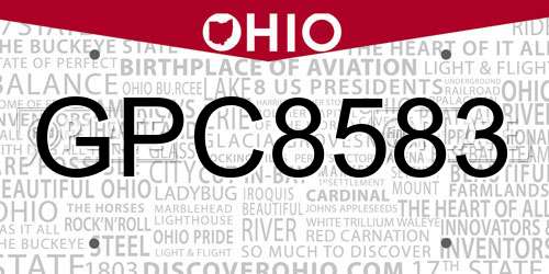GPC8583 Ohio License Plate