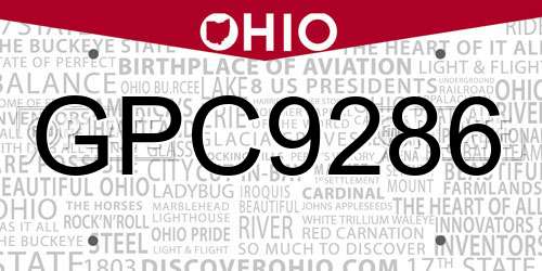 GPC9286 Ohio License Plate
