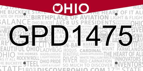 GPD1475 Ohio License Plate