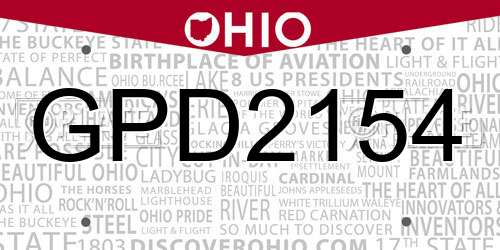 GPD2154 Ohio License Plate