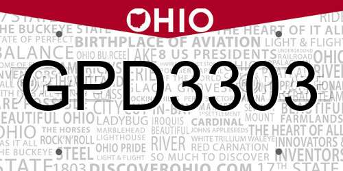 GPD3303 Ohio License Plate