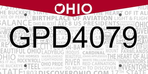 GPD4079 Ohio License Plate