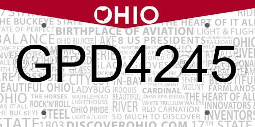 GPD4245 Ohio License Plate