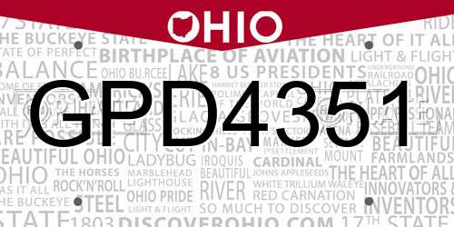 GPD4351 Ohio License Plate