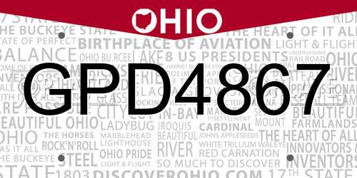 GPD4867 Ohio License Plate