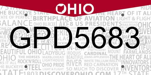GPD5683 Ohio License Plate