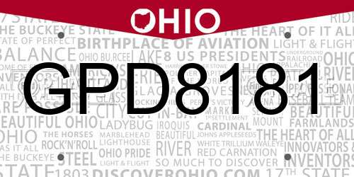 GPD8181 Ohio License Plate
