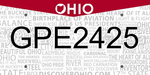 GPE2425 Ohio License Plate