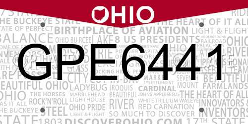 GPE6441 Ohio License Plate