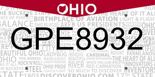 GPE8932 Ohio License Plate