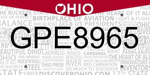 GPE8965 Ohio License Plate