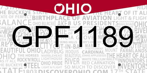 GPF1189 Ohio License Plate