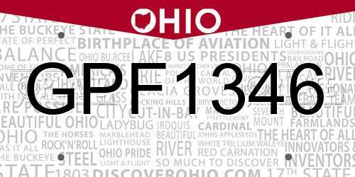 GPF1346 Ohio License Plate