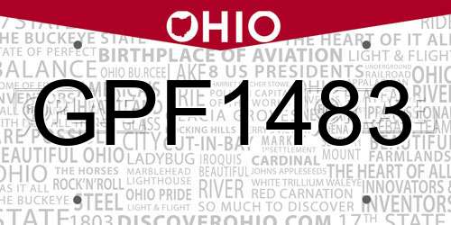 GPF1483 Ohio License Plate