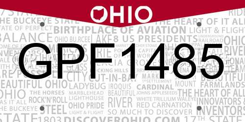 GPF1485 Ohio License Plate