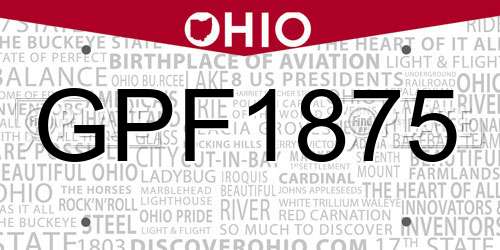 GPF1875 Ohio License Plate
