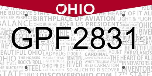 GPF2831 Ohio License Plate