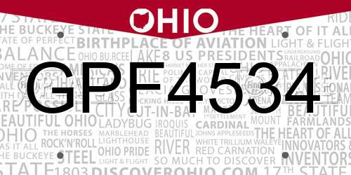 GPF4534 Ohio License Plate