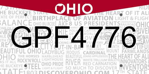GPF4776 Ohio License Plate