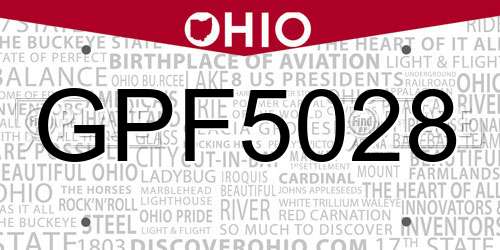 GPF5028 Ohio License Plate