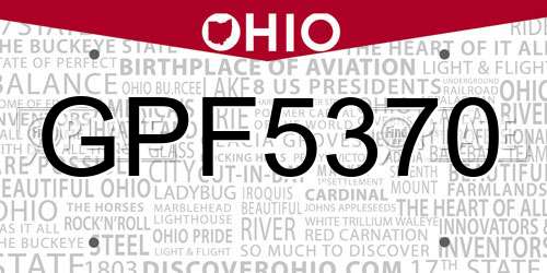 GPF5370 Ohio License Plate