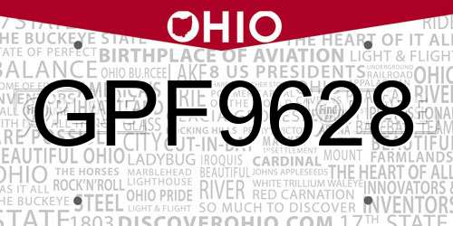 GPF9628 Ohio License Plate