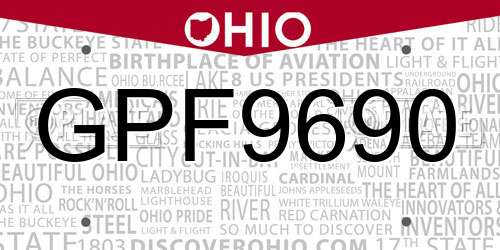 GPF9690 Ohio License Plate
