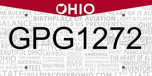 GPG1272 Ohio License Plate