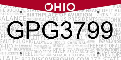 GPG3799 Ohio License Plate