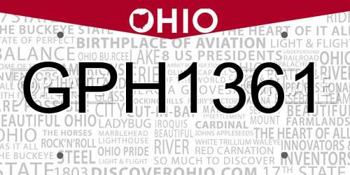 GPH1361 Ohio License Plate