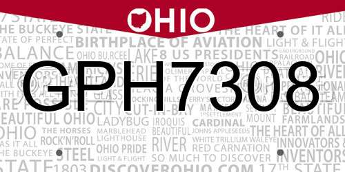 GPH7308 Ohio License Plate