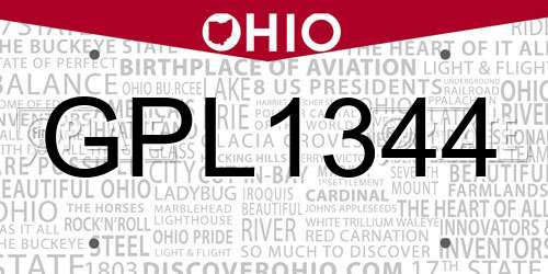 GPL1344 Ohio License Plate