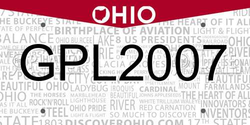 GPL2007 Ohio License Plate