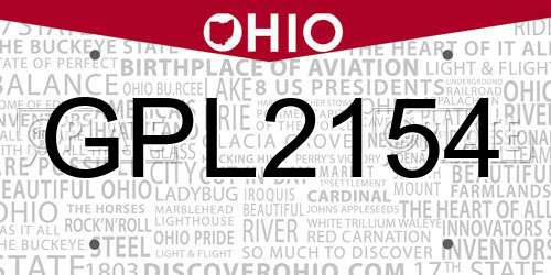 GPL2154 Ohio License Plate