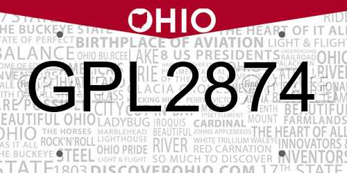 GPL2874 Ohio License Plate